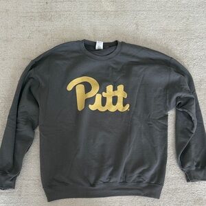 Gildan Men's Crewneck Sweater in Charcoal and Gold